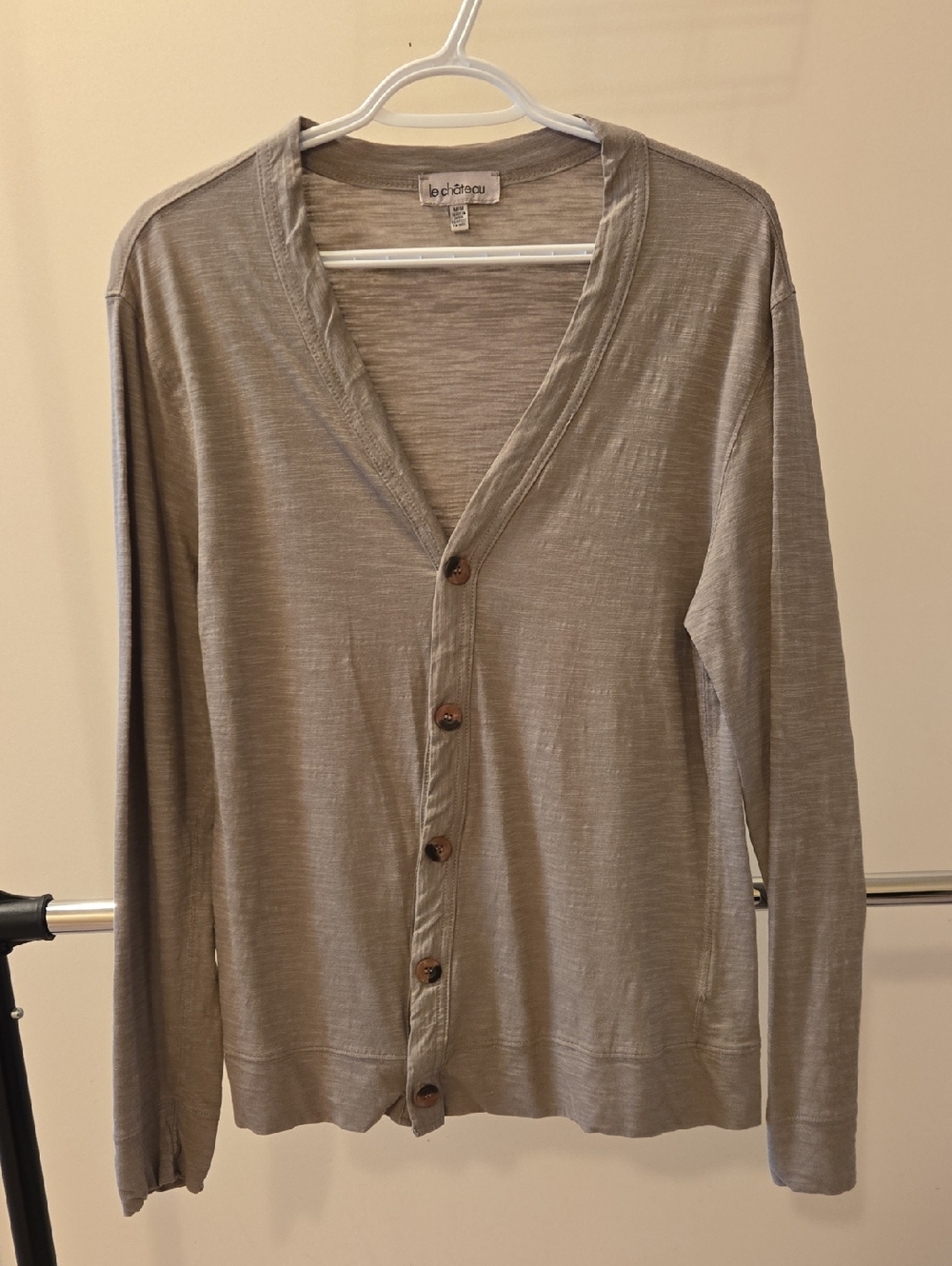 le chateau Beige V-neck button-up cardigan